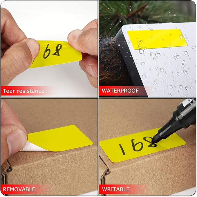 Yellow Rectangle Stickers 2 x 1 Inch Color Coding Labels Vinyl Roll - Image 3