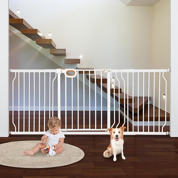 owlie Baby Gate with Door 66-75 Inch, Extra Wide Stair Gates - Image 7