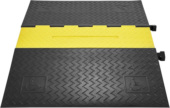 VEVOR 5 Channel Rubber Cable Protector Ramp, Heavy Duty 22000 lbs/axle Capacity - Image 11