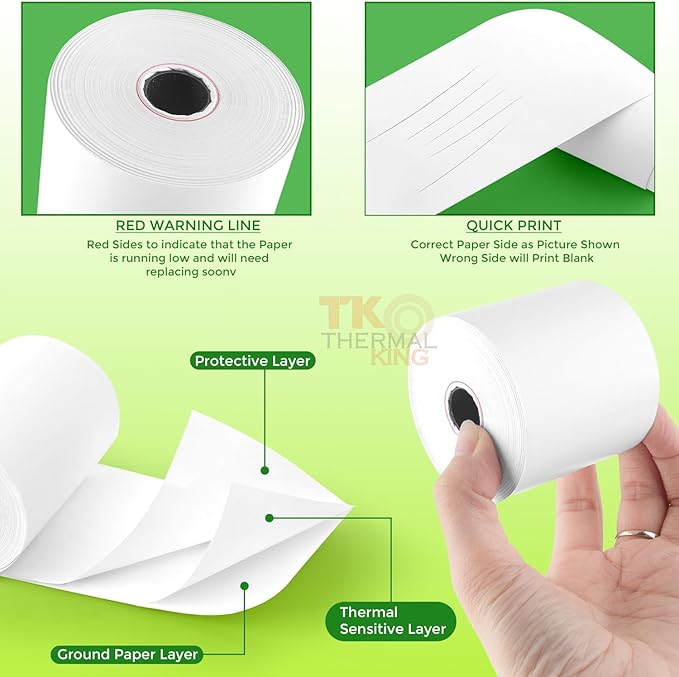 2 1/4" x 165' Thermal Paper, POS Receipt Paper - Image 3