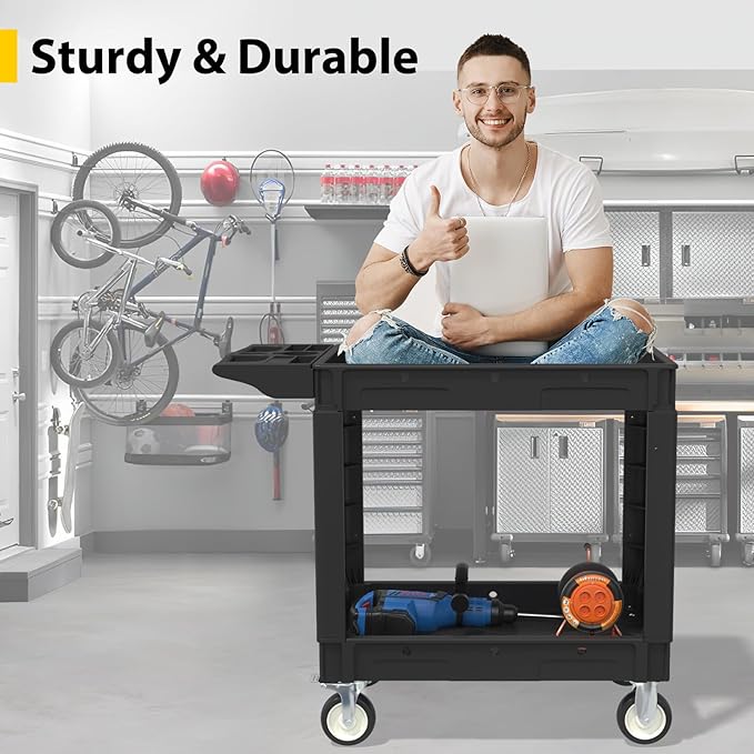 Heavy Duty Utility Rolling Tool Cart, 550 lbs Capacity Utility Service Cart - Image 3