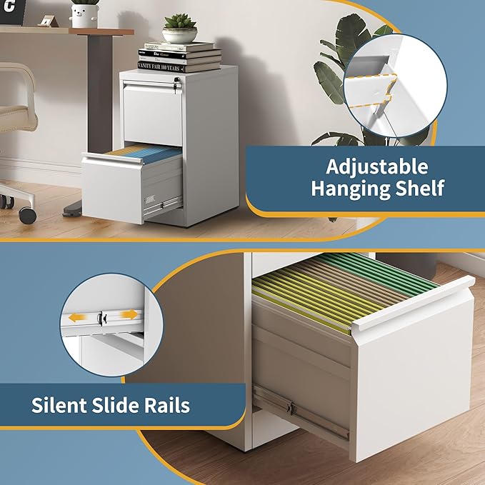 2 Drawer File Cabinet with Lock, Vertical Filing Cabinets - Image 6