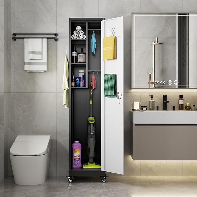 Aobabo Metal Broom Closet Storage Cabinet - Image 9