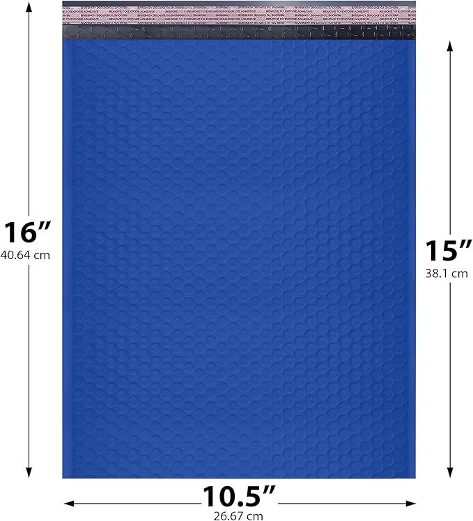Royal Blue 10.5x16 Inch Large Poly Bubble Mailers #5 | Padded Envelopes - Image 2