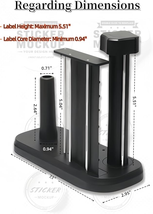 Manual Label Sticker Roll Dispenser, Adjustable Tabletop Label Dispenser - Image 6