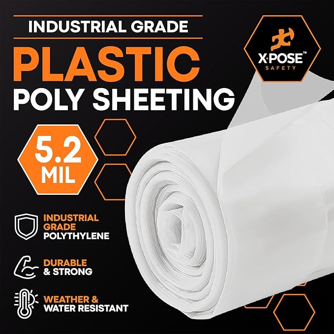 Xpose Safety Clear Plastic Sheeting – 12' x 100' Rolls – Heavy Duty 5.2 Mil - Image 3