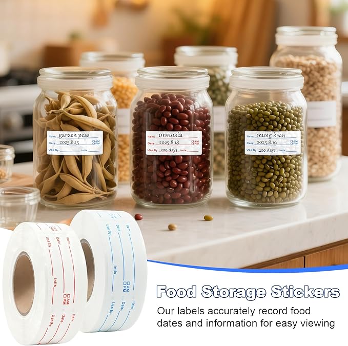 1200 Pieces Removable Food Labels Stickers, 2 Rolls 1x3 Inch Freezer Labels - Image 5