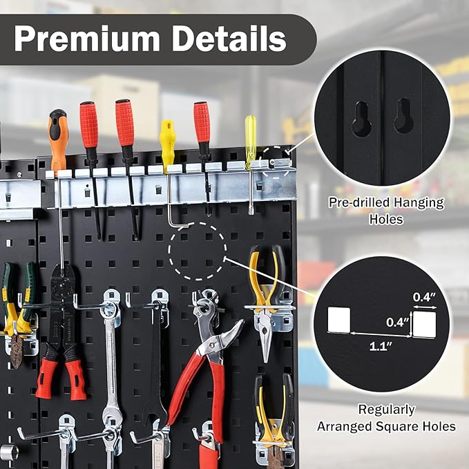 Goplus Garage Pegboard, Metal Pegboard Tool Organizer Kit - Image 4