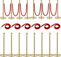 8PCS Gold Stanchion Posts with 5FT Red Velvet Ropes, Stainless Steel Crowd by AMZSTAN