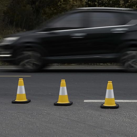 Fluorescent Orange/Green PVC Traffic Cones, Heavy Black Base Parking Lot Cone - Image 6