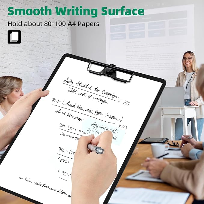 Clipboard with Pen Holder, Plastic Clipboard with Low Profile Metal Clip - Image 4