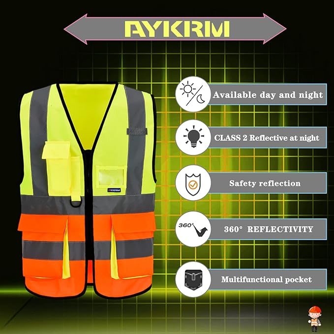 Yellow&Orange Color Mixed High Visibility Safety Vest - Image 4