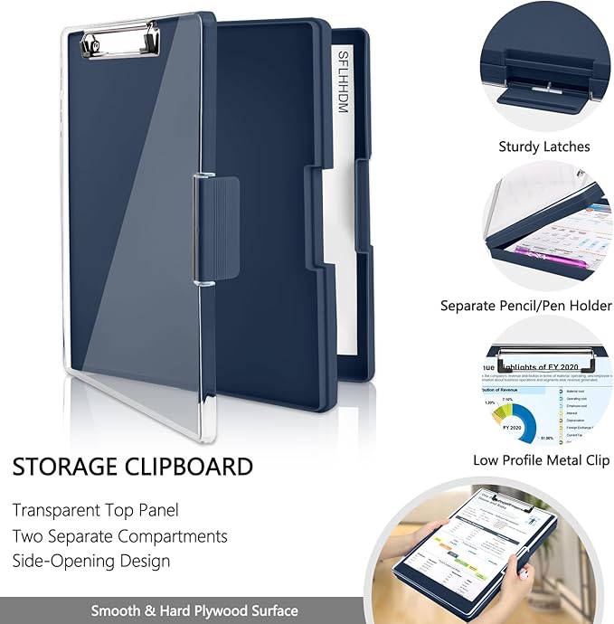 Clipboard with Storage, Heavy Duty Clip Boards 8.5x11 with 2 Storage Case - Image 3