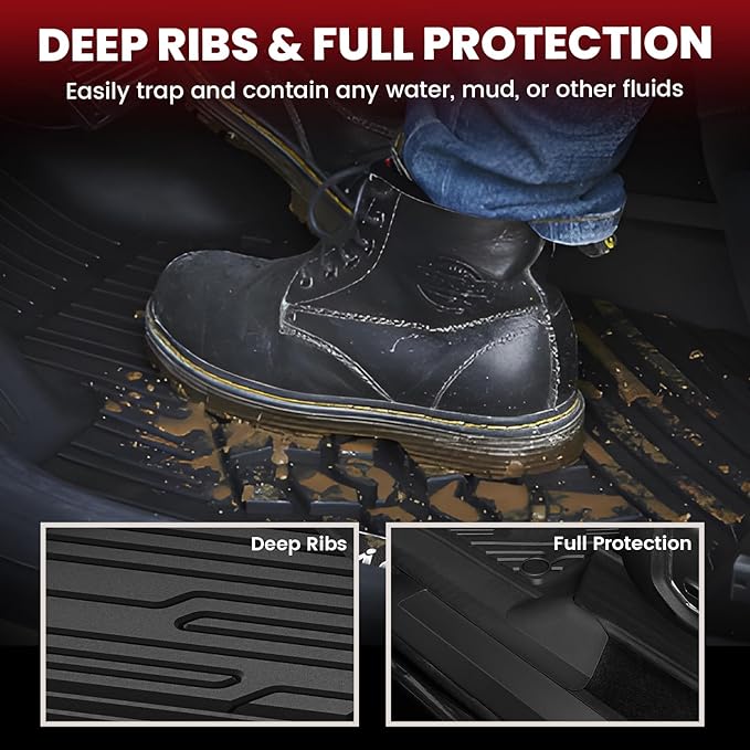 LASFIT Floor Mats for Ford F250 F350 F450 2017-2026 Crew Cab Front Bucket Seat - Image 2