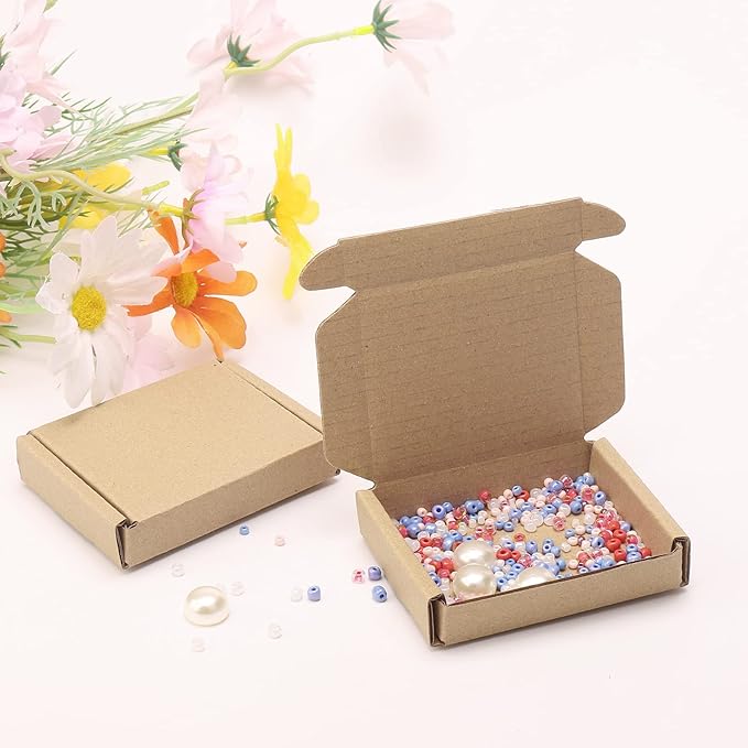 Ellbest 50pcs Packing Boxes 1.5mm Thick Cardboard, 3.4 x 2.6 x 0.7inches Mini - Image 4