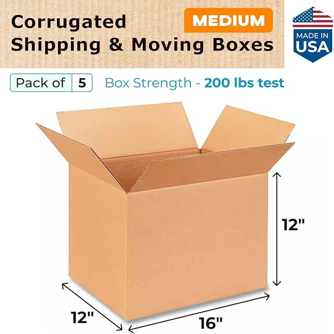 Medium Shipping & Moving Boxes 16 x 12 x 12 inches - Image 2