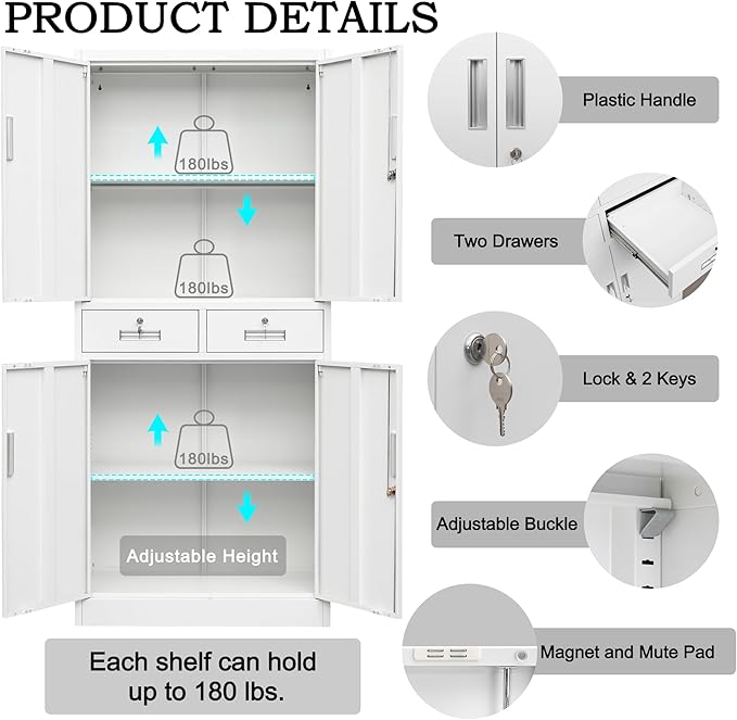 Metal Storage Cabinet, Locking Storage Cabinet - Image 4