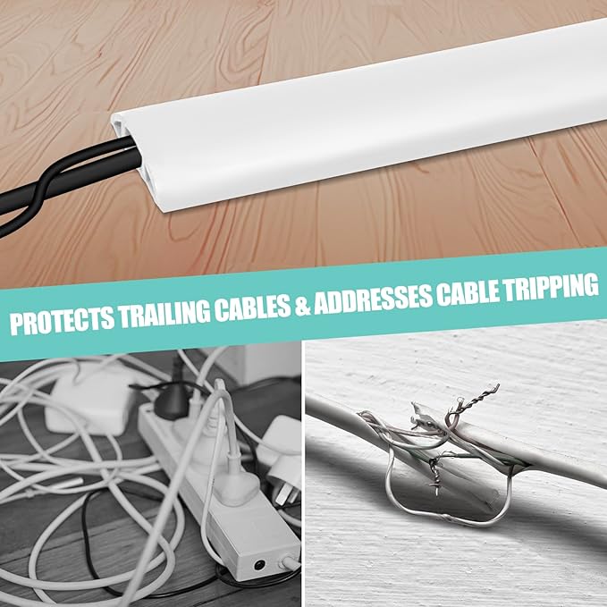 Floor Cord Cover Self Adhesive Cord Hider, 20FT Cable Management, Extension - Image 6