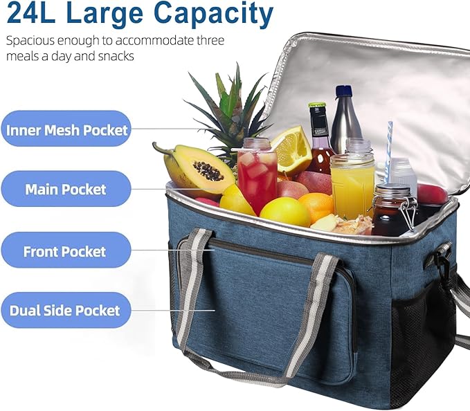 iknoe Large Cooler Bag Collapsible, 24L Insulated Bags, Leakproof Lunch Cooler - Image 3