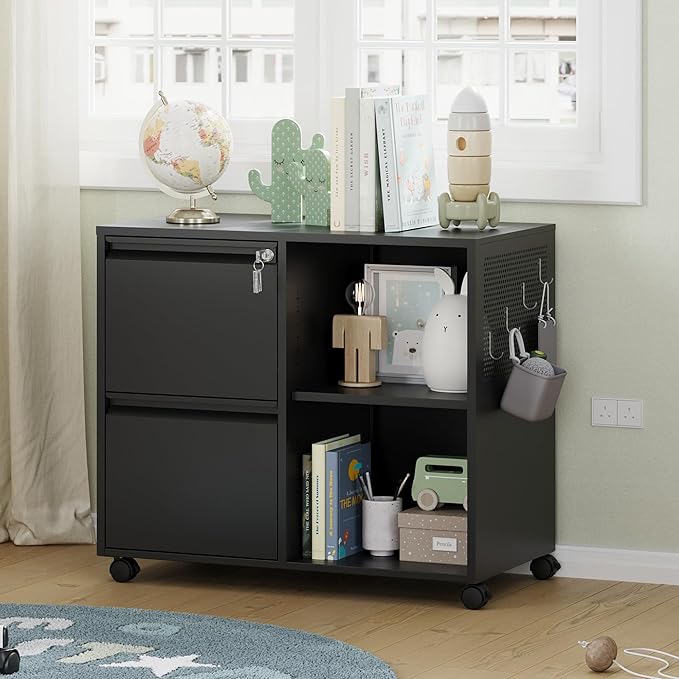 Letaya Mobile File Cabinet, Metal Lateral Rolling Printer Stand Filing Cabinets - Image 2