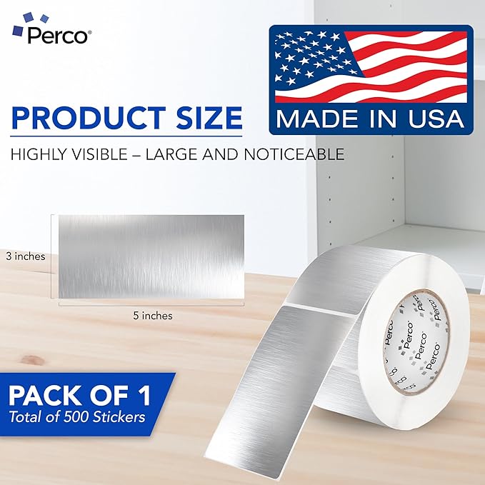 Perco Metallic Silver 3x5 Inch Perforated Sticker Labels — 500 Stickers Per - Image 2