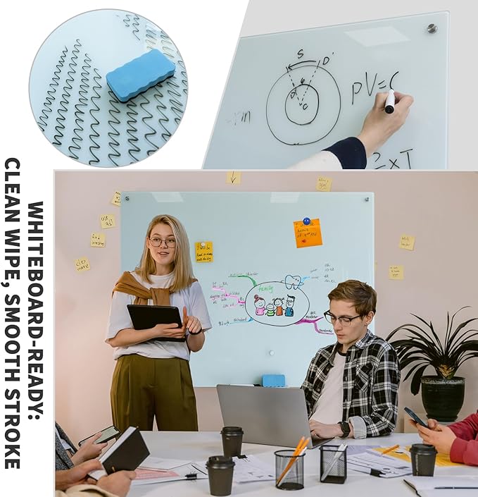 Magnetic Glass Dry Erase White Board Whiteboard Glass Writeboard 40"x60" - Image 2