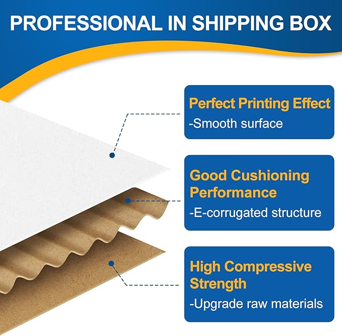 Famagic 30 Pack 11x8x2 Inch Small Shipping Boxes White Corrugated Cardboard - Image 3