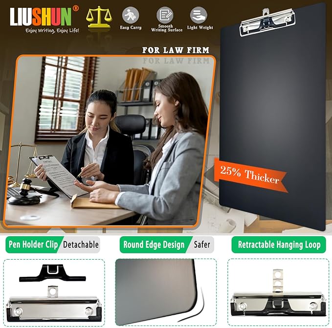 Legal Aluminum Clipboard Metal w/Stainless Hangable Pen Holder Writing Low - Image 2