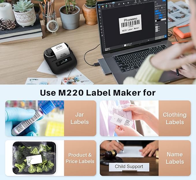 Phomemo M220 Label Maker, 3.14 Inch Portable Thermal Label Maker Machine - Image 4