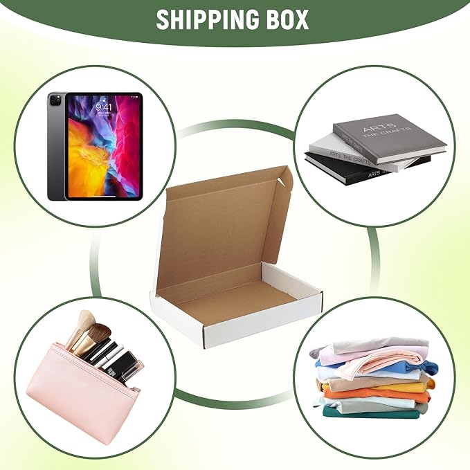 10 Pack 13"x10"x2" inch Shipping Boxes White Corrugated Cardboard Box - Image 5