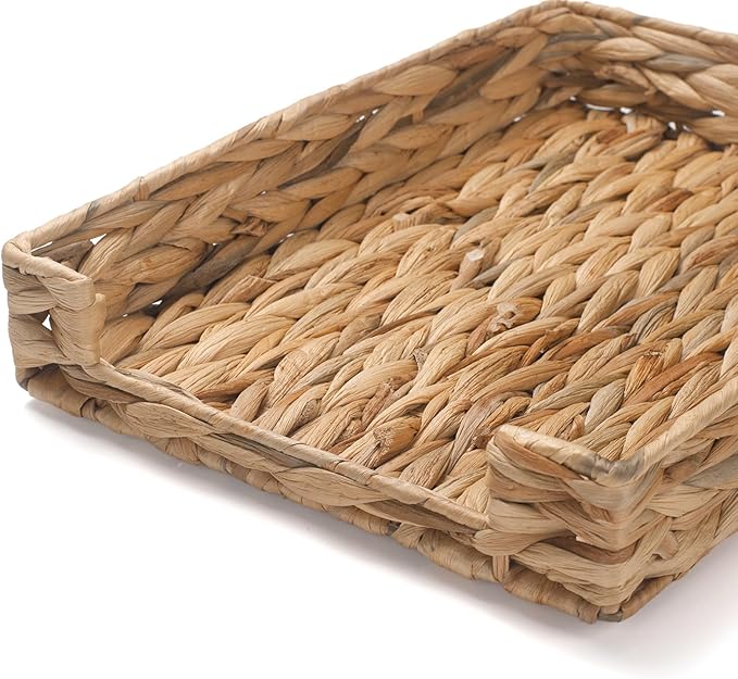 Water Hyacinth Letter Tray, Woven Desk Tray, Wicker Desktop Basket Organizer - Image 2