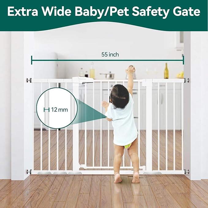BABELIO 36" Tall Baby Gate, PressGuard P7, 29-55" Auto Close Pressure Mounted - Image 2