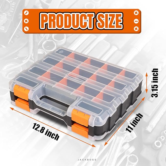 Generic Tool Box with Transparent Lid, Double Side 34-Compartments Organizer - Image 2
