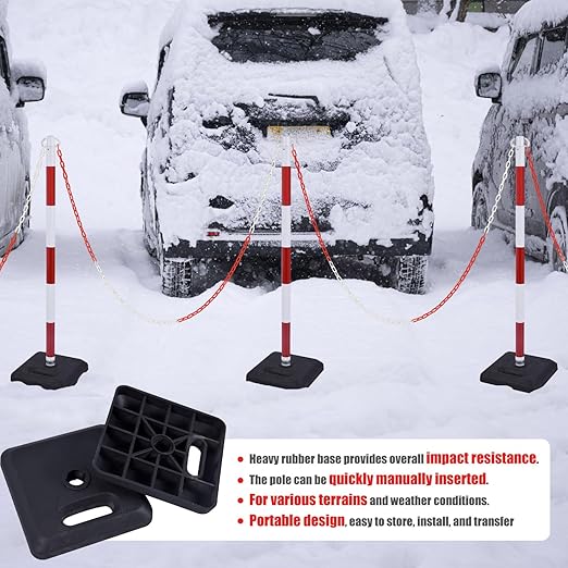 4 Pack Red White Portable Work Zone Chain Post Set, Premium Crowd Control - Image 6