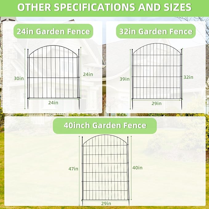 Decorative Garden Fence 32in x24ft, 10 Pack No Dig Fence Animal Barrier - Image 8