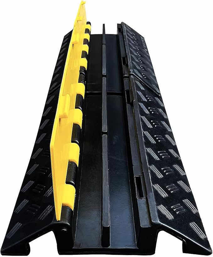 Foldable 2 Channel Rubber Cable Protector, 22000Lbs Load Capacity Wire Hose by WKINGBOOM