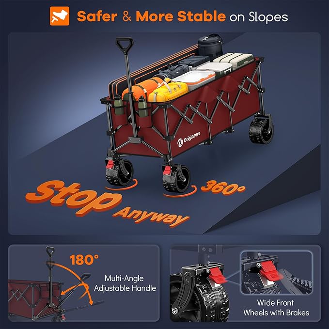 48" L Collapsible Beach Wagon Cart Foldable, 560lbs Weight Capacity 300L Heavy - Image 8