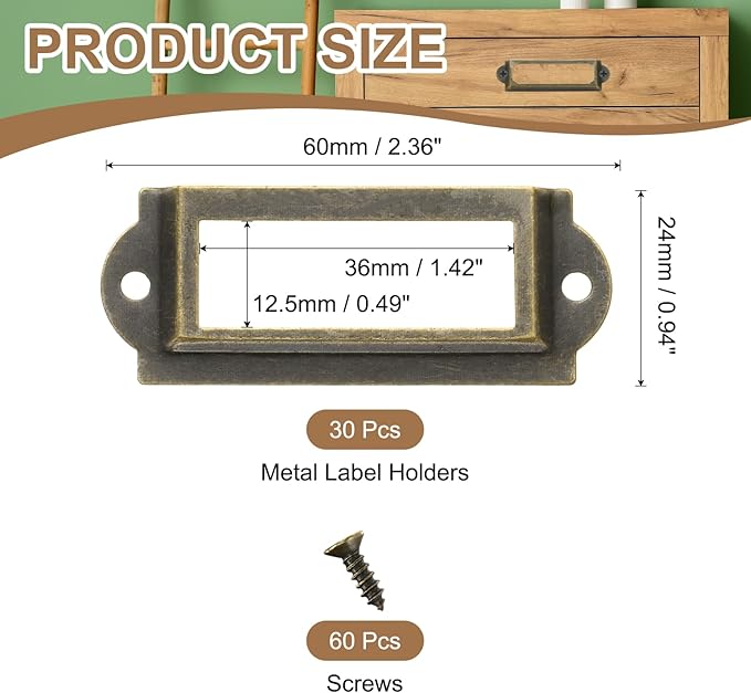 PATIKIL 60x24mm Metal Label Holders - Image 2