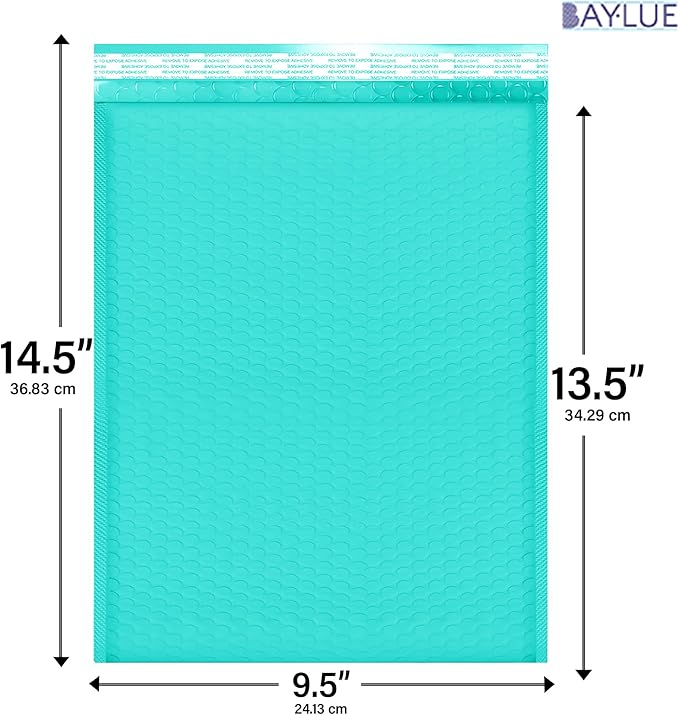 Teal 9.5x14.5 Inch Poly Bubble Mailers #4 | Self Seal Large Padded Envelopes | - Image 2