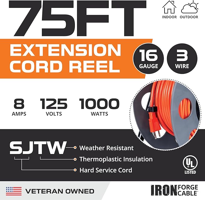 IRON FORGE CABLE 75 Ft Extension Cord Reel - Image 3