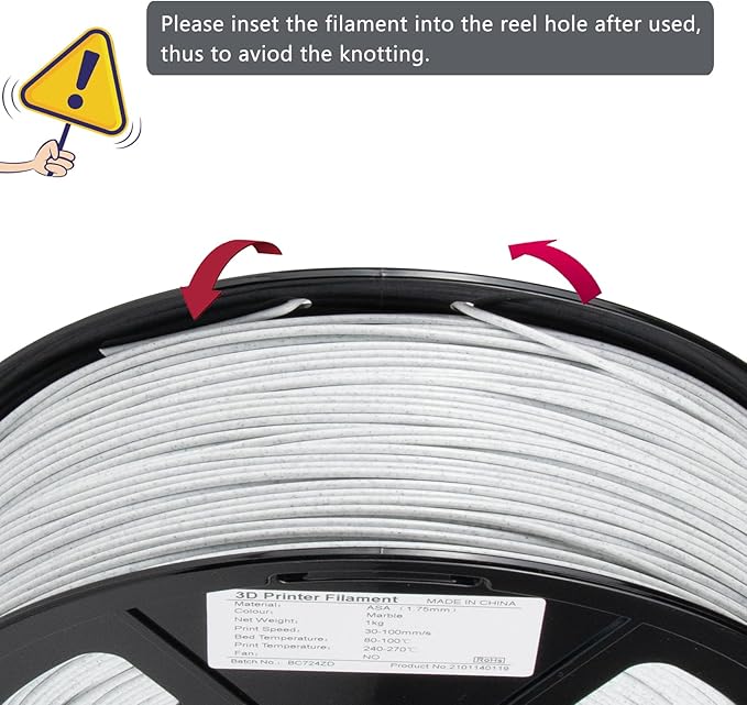 iSANMATE ASA Filament 1.75mm Marble 1KG, UV & Weather Resistant 3D Printer - Image 6