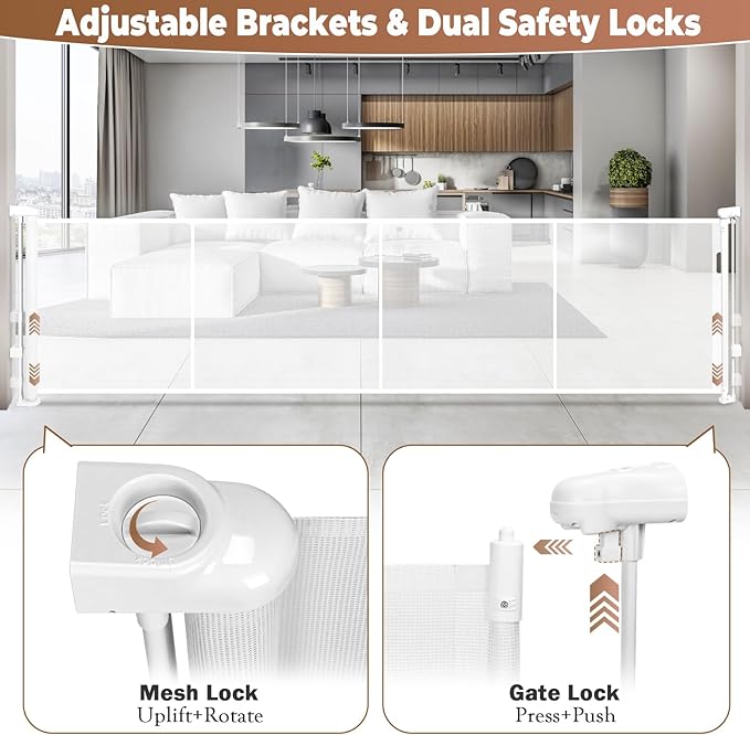 200.1" Retractable Baby Gate Extra Wide, Mesh Gate Long Child Gate Pet Gate - Image 4