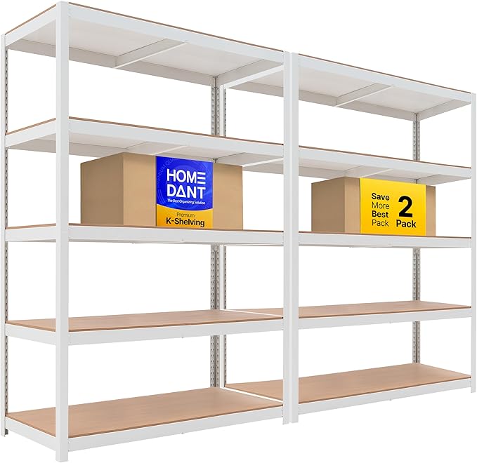HOMEDANT House 5 Tier Laminated Metal Shelving Unit Adjustable Storage Utility by TheBestOrganizingSolution