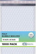 White Small Bubble Mailers 4x8 Inch #000 | Thick Padded Poly Bubble Mailer by MAILERVIEW