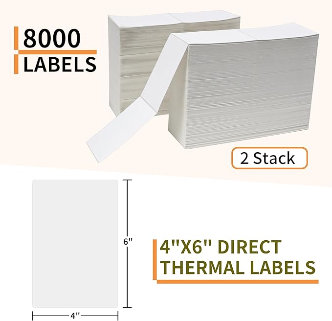 L LIKED 8000 Thermal Shipping Labels 4”x 6”in Fanfold, Permanent Adhesive - Image 3