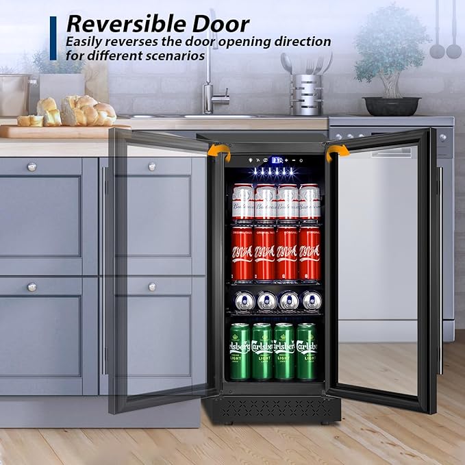 Tylza 15 Inch Beverage Refrigerator, Under Counter/Freestanding Drink Fridge - Image 6