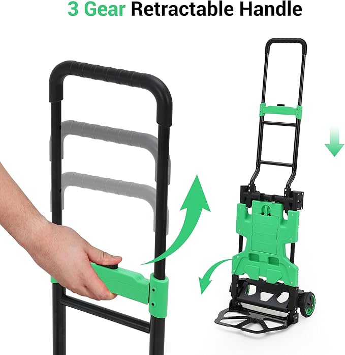 2-in-1 Folding Hand Truck with Folding Basket, Collapsible Hand Truck Dolly - Image 4