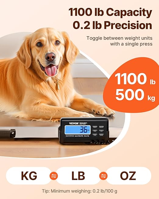 VEVOR 1100Lbs x 0.2Lbs Digital Livestock Scale Large Pet Vet Scale Stainless - Image 2
