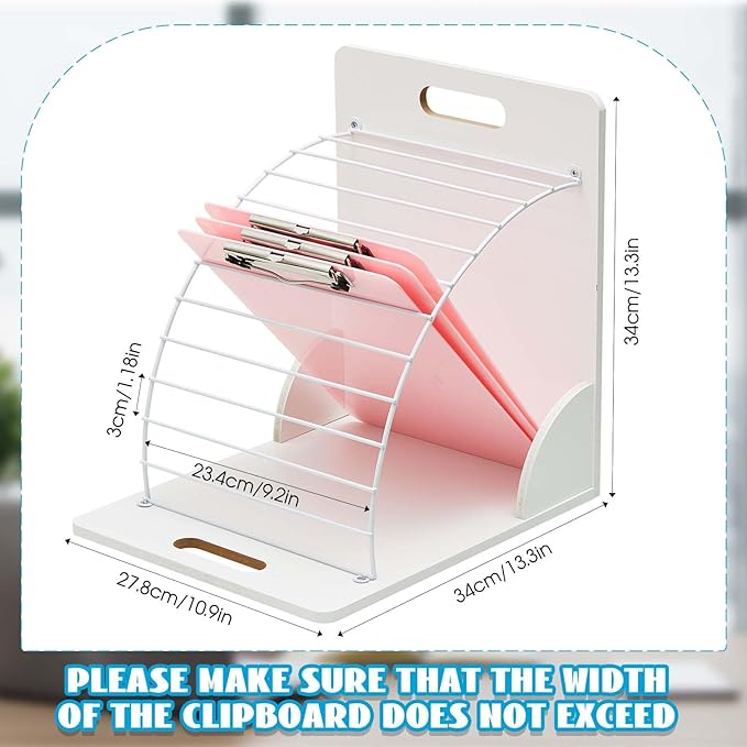 Sintuff 2 Pcs Clipboard Holder Wood Metal Clipboard Organizer White Clipboard - Image 2