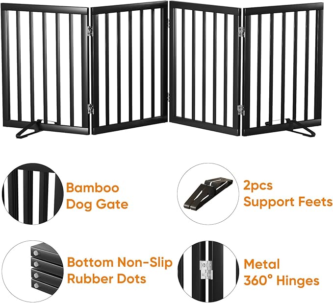 Black 37-74" Dog Gate Foldable Dog Gates - Image 4